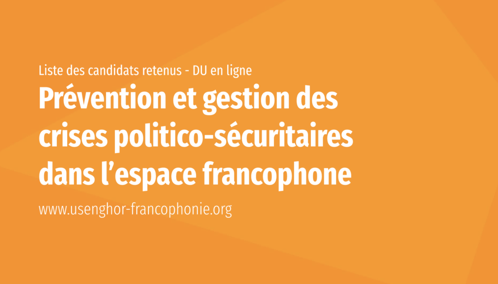 Liste des candidats retenus - DU en ligne paix et securite