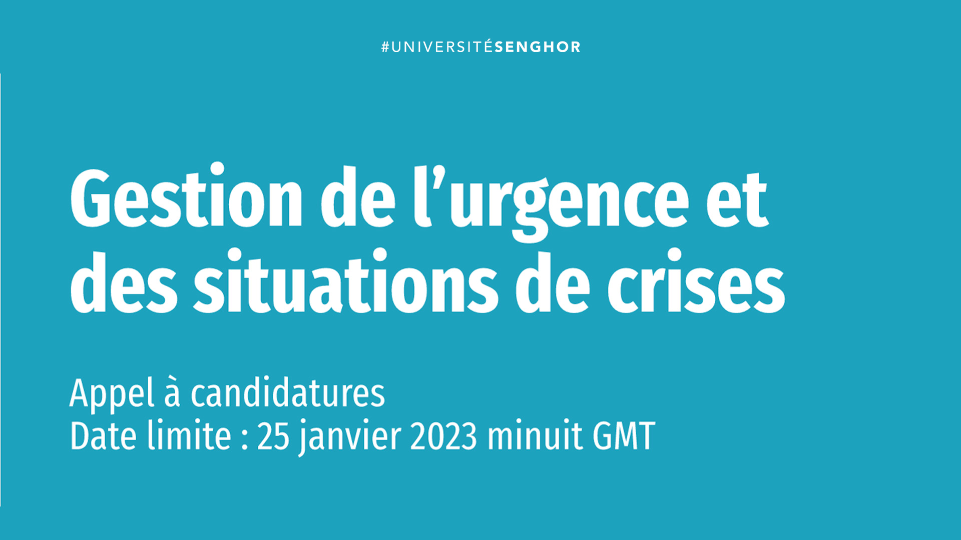Universite Senghor Gestion de l'urgence et des situations de crise